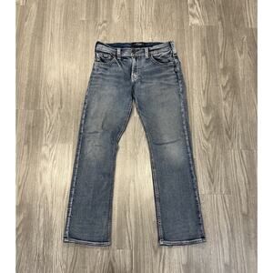 Silver Jeans Co Zac Relaxed Fit Straight Leg Jeans Blue Wash 33x32 Y2K